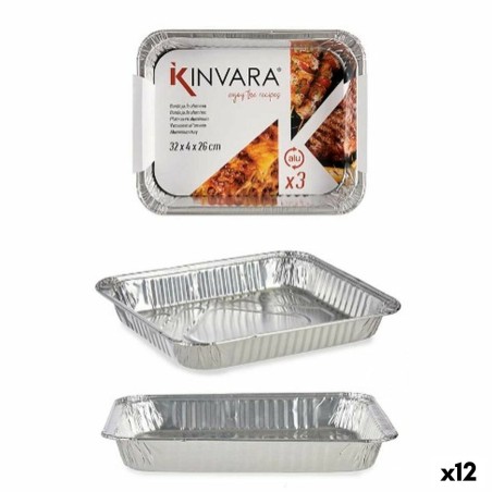 Jeux de plateaux Kinvara 82262 Aluminium 32,5 x 26 x 3,8 cm 3 Pièces (12 Unités)