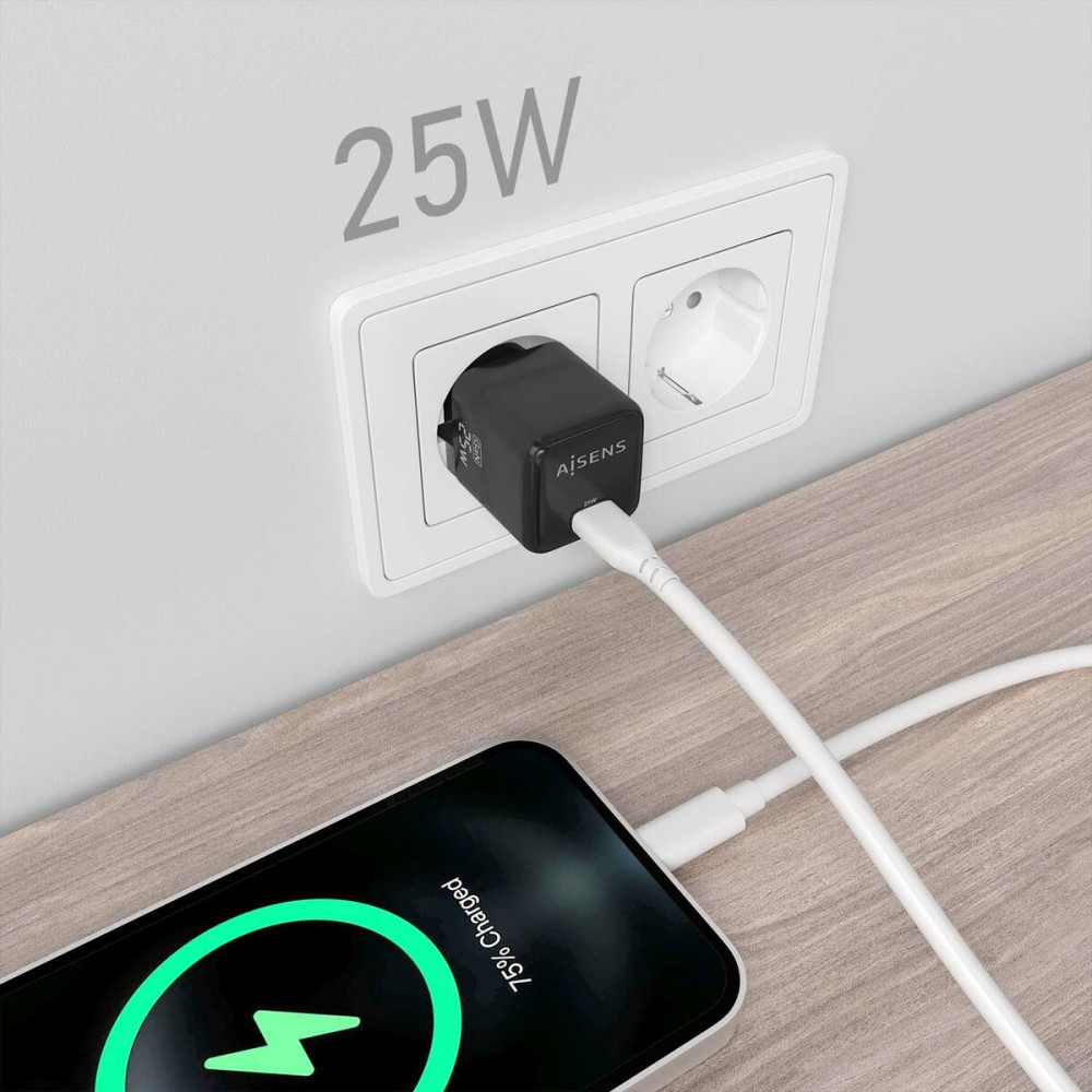 Wandladegerät Aisens ASCH-25W1P013-BK 25 W Schwarz (1 Stück)