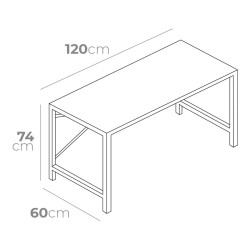 Schreibtisch EDM 75195 Schwarz Holz Metall 120 x 60 x 74 cm