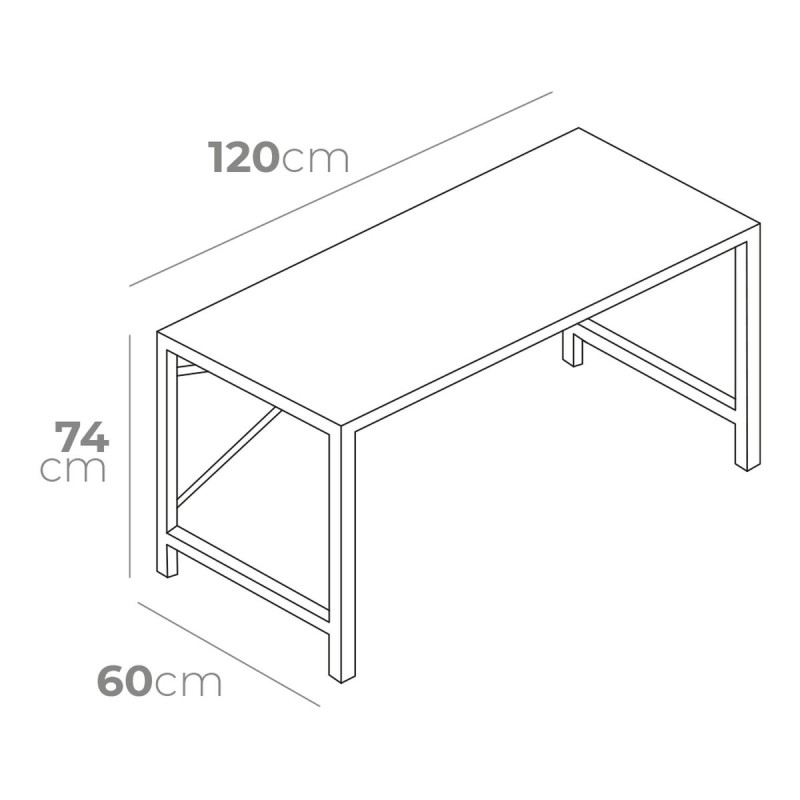 Desk EDM 75195 Black Wood Metal 120 x 60 x 74 cm