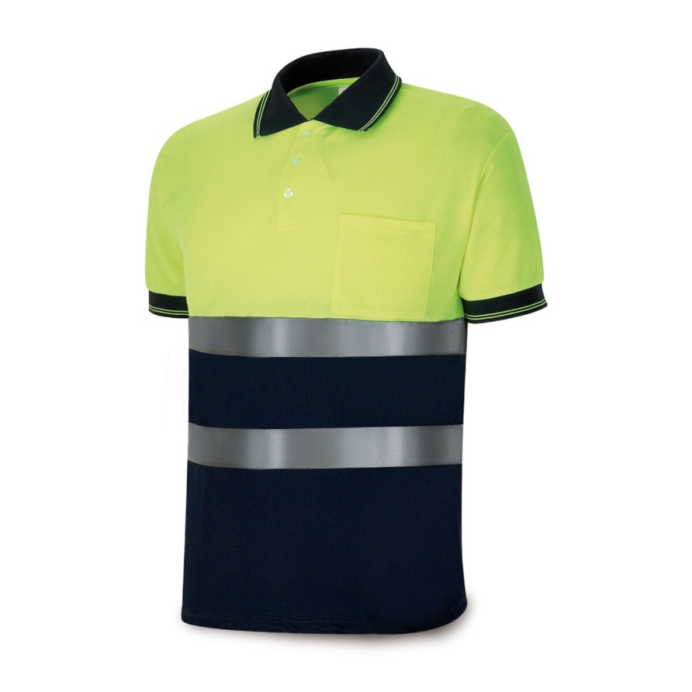 Herren Kurzarm-Poloshirt Gelb Marineblau Hohe Sichtbarkeit