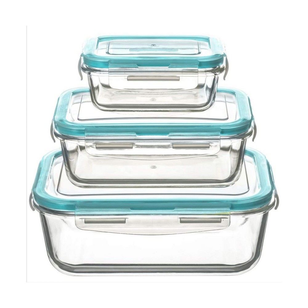 3 Lunchbox-Set 5five Simply Smart Blau Durchsichtig Kristall 300 ml 690 ml 1000 L 800 g