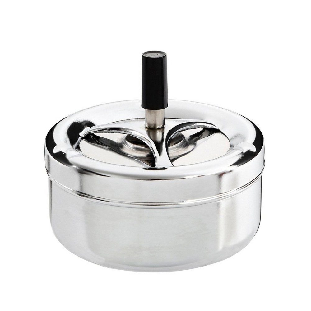 Cendrier Excellent Houseware Avec couvercle Plaque Tournante Argenté Multicouleur métallique Acier inoxydable Ø 9,5 cm