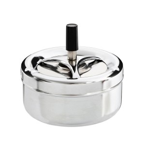 Aschenbecher Excellent Houseware mit Deckel Drehend Silberfarben Bunt metall Edelstahl Ø 9,5 cm