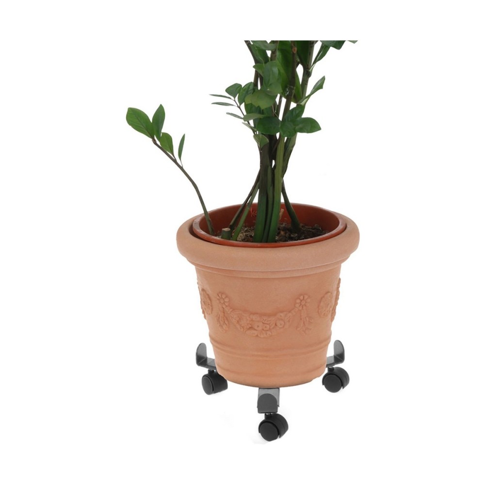 Blumentopfhalterung mit Rädern Einstellbar Grau Metall (30 cm)