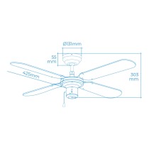 Ventilateur de Plafond EDM 33802 Báltico Blanc 50 W ø 102 cm