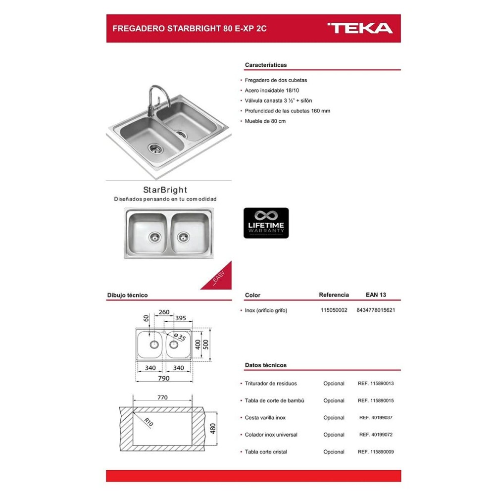 Doppelspülbecken Teka STARBRIGHT 80 E-XP 2C