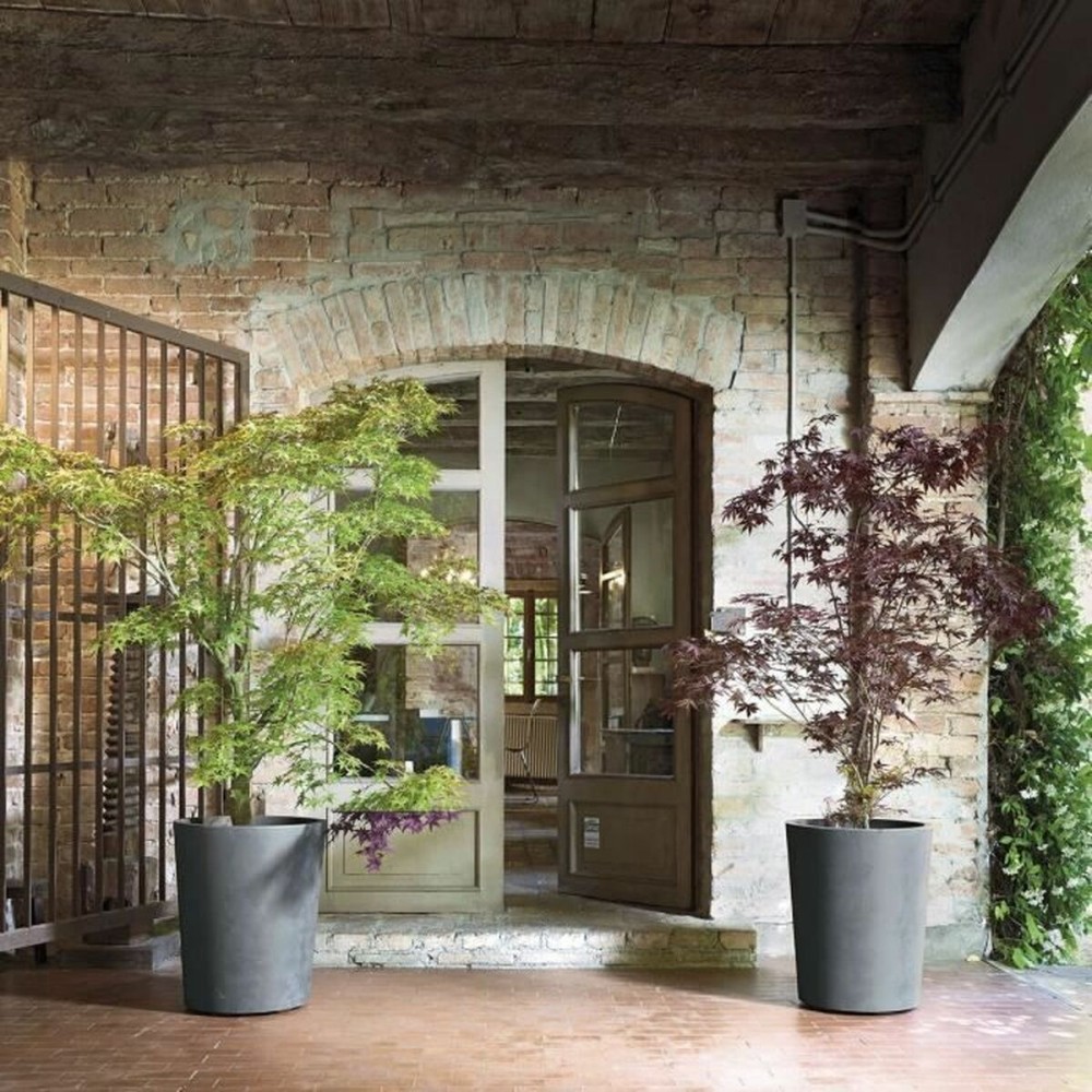 Blumentopf Deroma Grau Kunststoff rund Zylinder