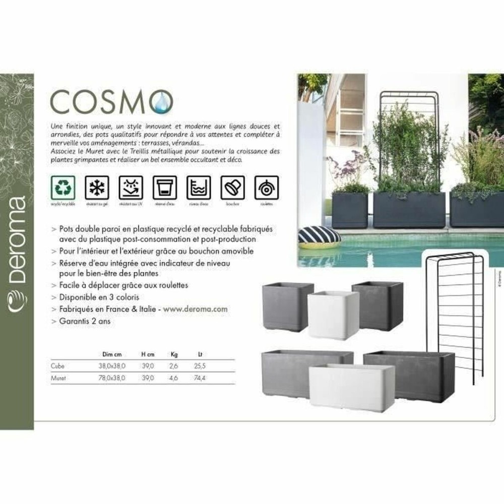Jardinière auto-arrosante Deroma Anthracite 78 x 38 x 39 cm Plastique Rectangulaire