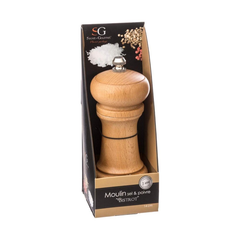 2 in 1 Salz- und Pfeffermühle Secret de Gourmet Braun Holz 14,5 x 5,5 cm