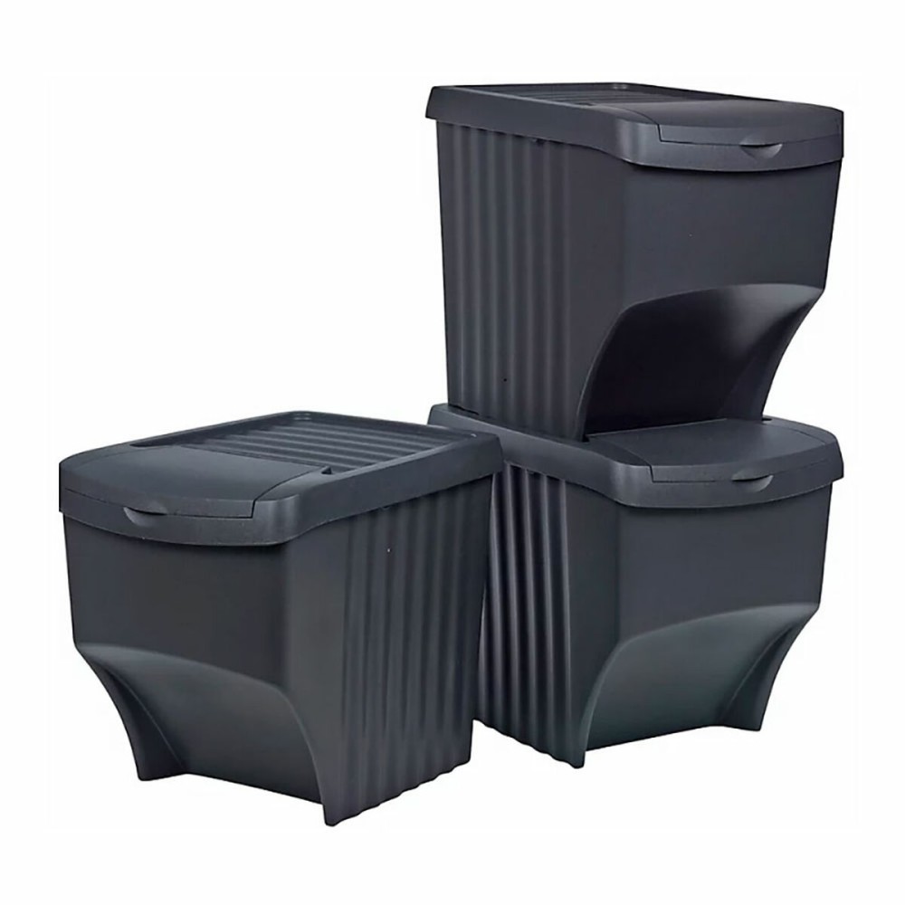 Recycling Waste Bin Sortibox Black Stackable
