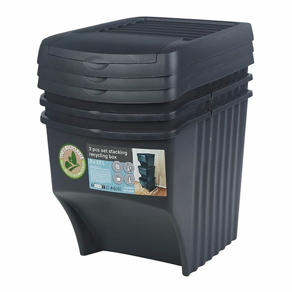 Recycling Waste Bin Sortibox Black Stackable