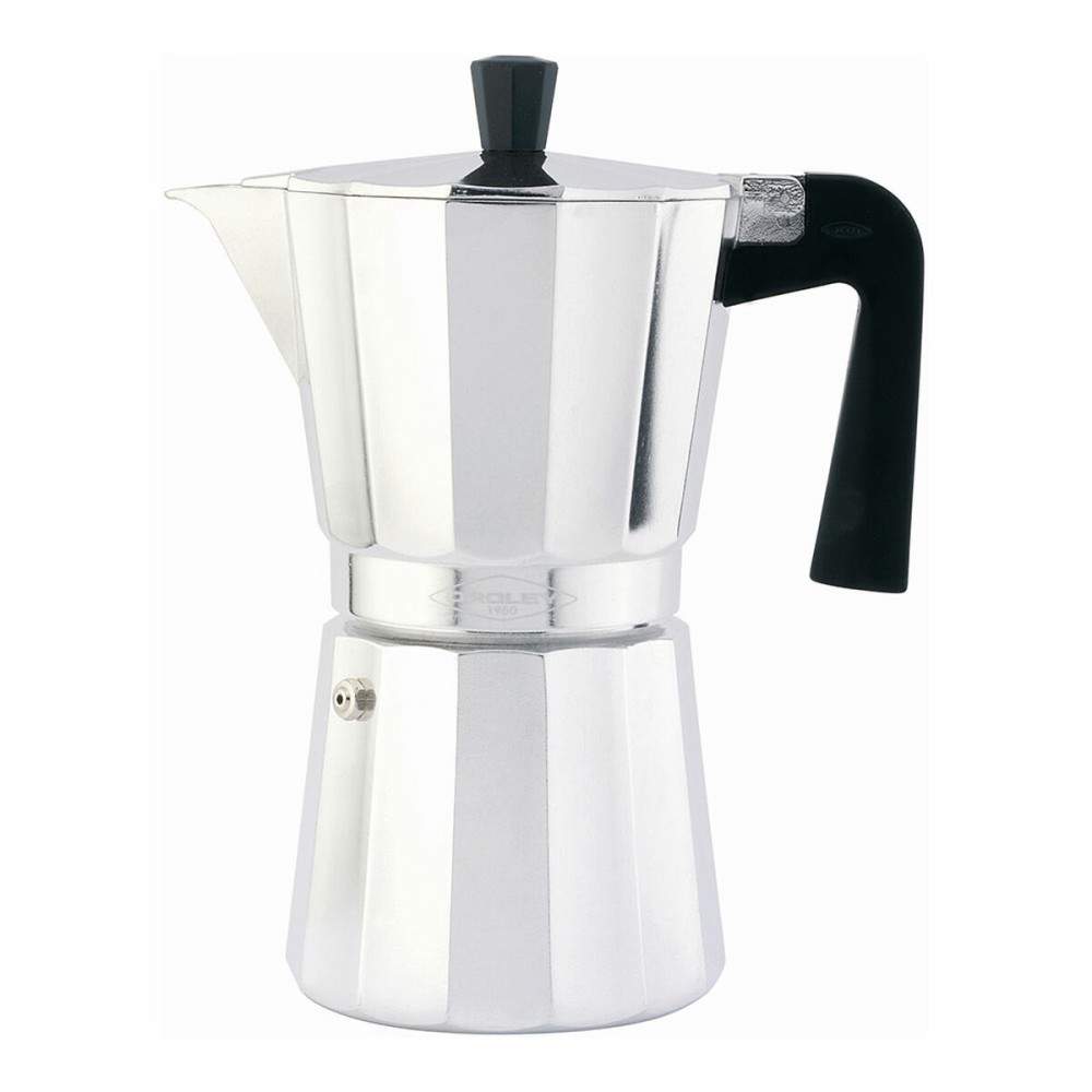 Italian Coffee Pot Oroley Aluminium 6 Cups Silver
