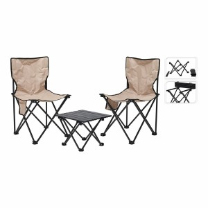 Ensemble Table + 2 Chaises Lifetime Noir Crème 42 x 42 x 72 cm