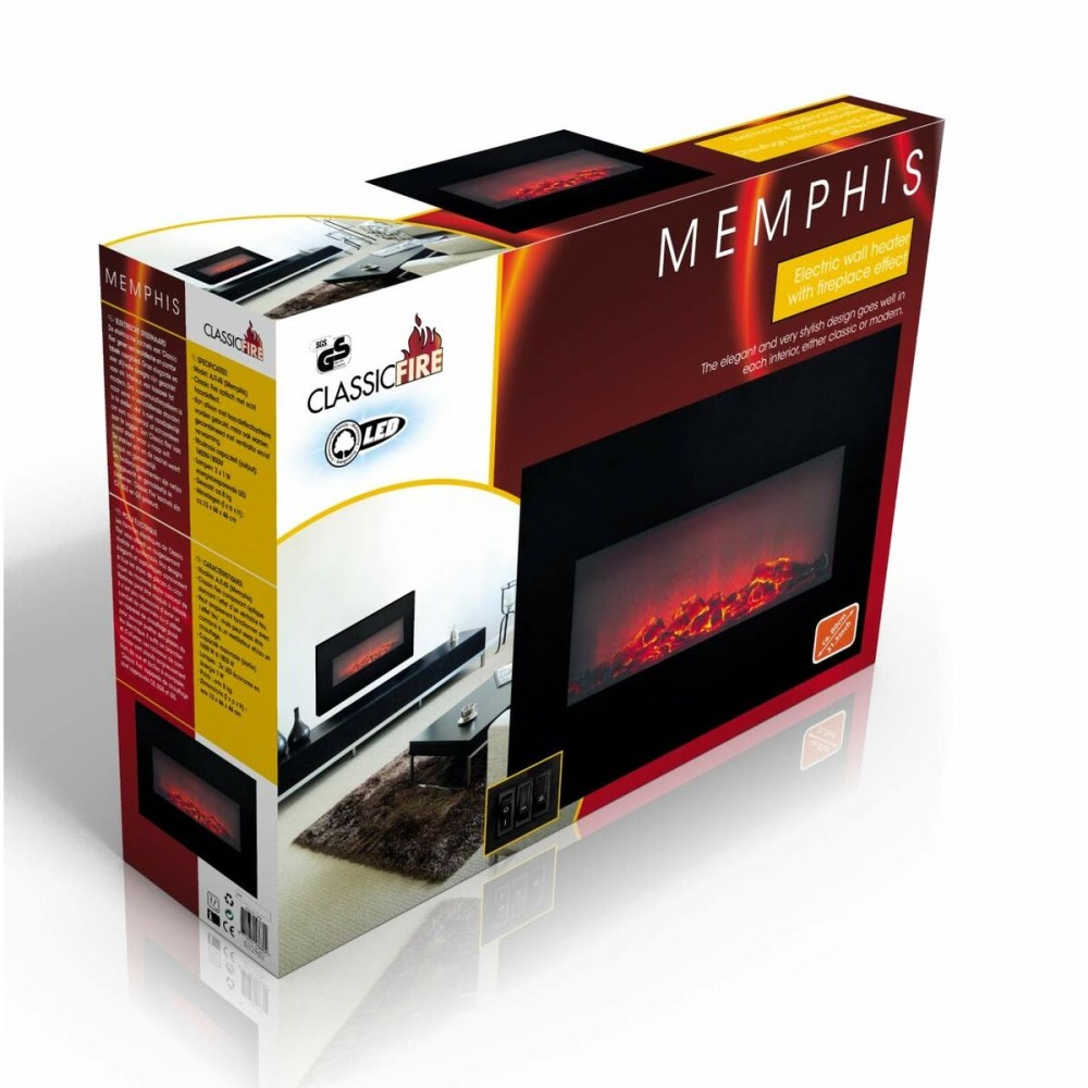 Decorative Electric Chimney Breast Classic Fire Memphis Black 1800 W 66 x 13 x 46 cm
