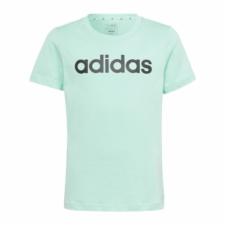 T shirt à manches courtes Enfant Adidas Linear Logo Vert Aigue marine