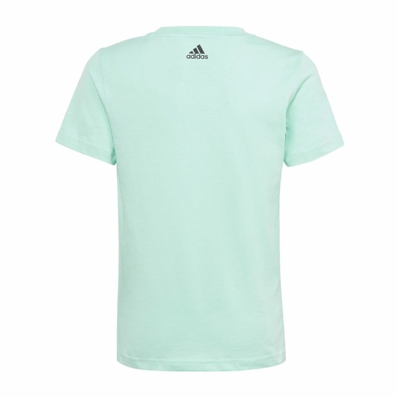 Child's Short Sleeve T-Shirt Adidas Linear Logo Green Aquamarine