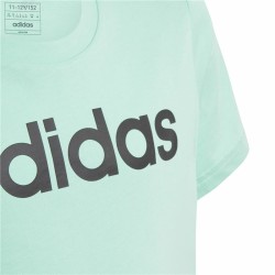 T shirt à manches courtes Enfant Adidas Linear Logo Vert Aigue marine