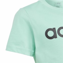 Child's Short Sleeve T-Shirt Adidas Linear Logo Green Aquamarine