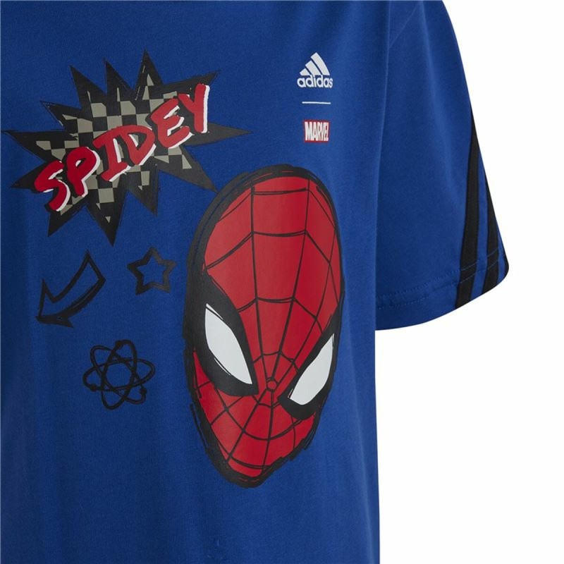 Child's Short Sleeve T-Shirt Adidas Spider-Man Blue