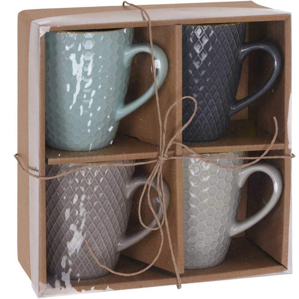 Satz von Kaffeetassen Excellent Houseware Steingut 300 ml Geometrisch