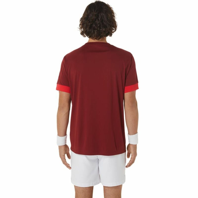 Herren Kurzarm-T-Shirt Asics Court Dunkelrot Tennis