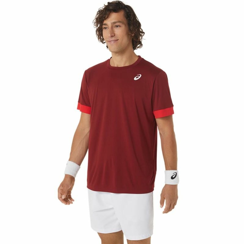 Men’s Short Sleeve T-Shirt Asics Court Dark Red Tennis