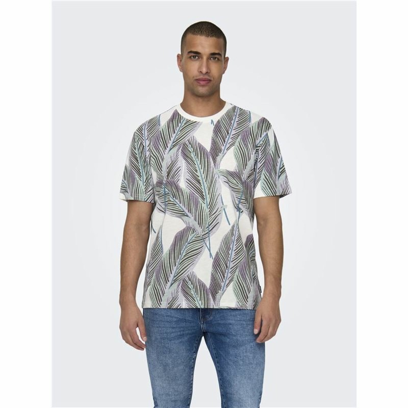 T-shirt à manches courtes homme Only & Sons Onskobe Reg Banana Leaf Bleu Blanc