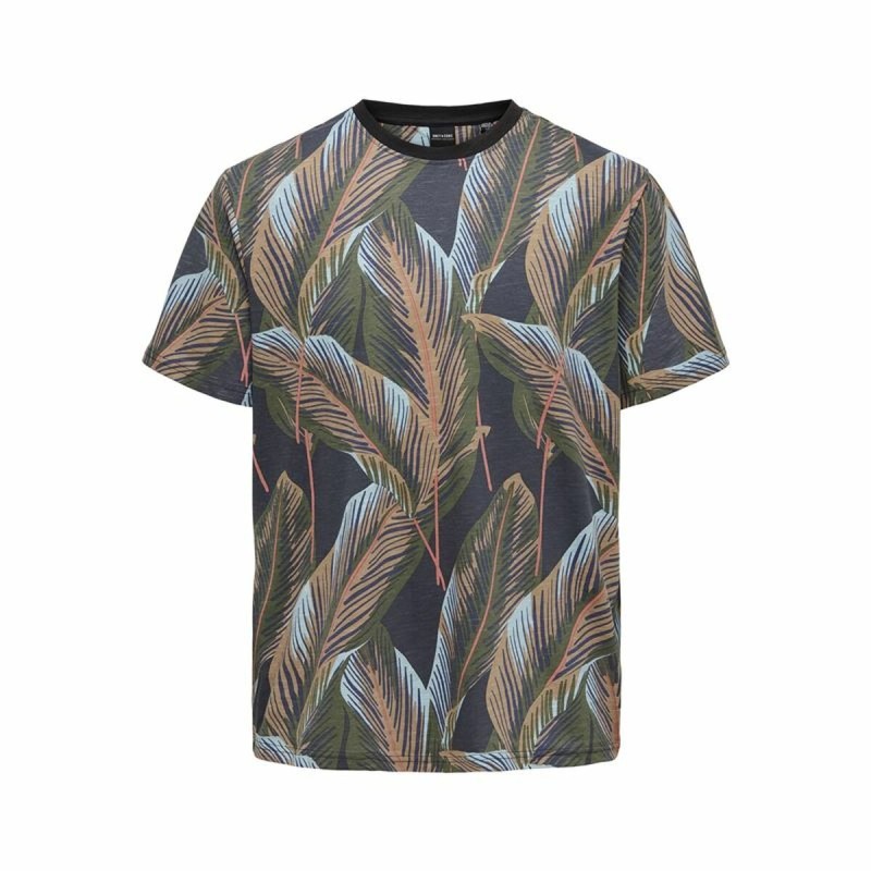 Herren Kurzarm-T-Shirt Only & Sons Onskobe Reg Banana Leaf Schwarz