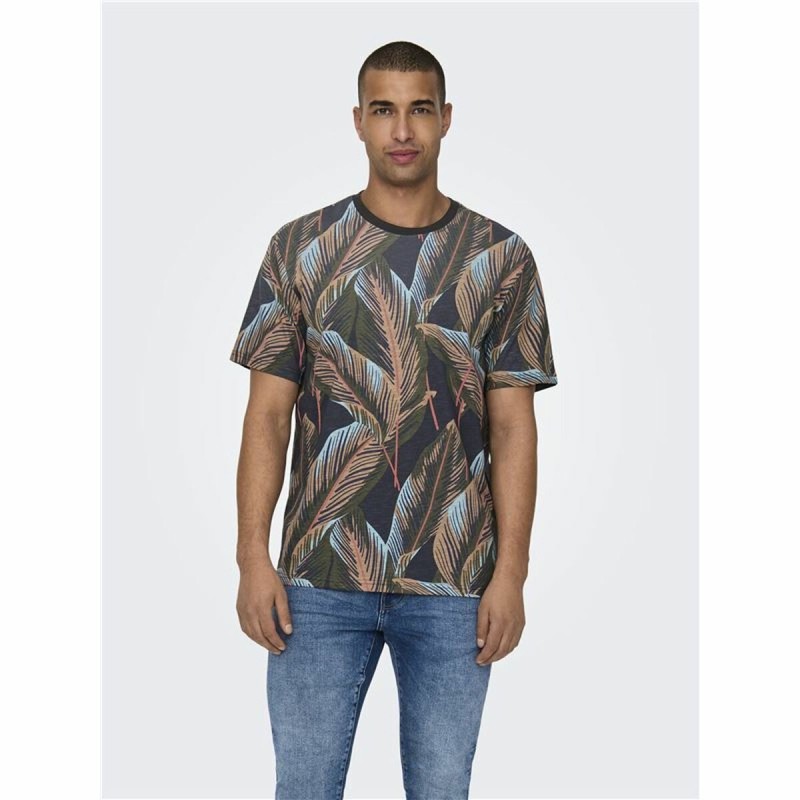 Herren Kurzarm-T-Shirt Only & Sons Onskobe Reg Banana Leaf Schwarz