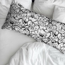 Pillowcase Tom & Jerry White Black Multicolour 175 Threads 45 x 110 cm 100% cotton