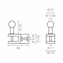 Halterung für Sonnensegel Micel TLD01 Weiß 6,9 x 3,07 x 7,32 cm Handlauf