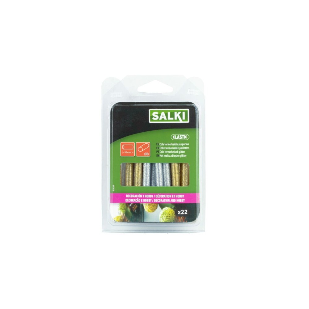 Hot melt glue sticks Salki 430208 Silver Golden Glitter Decoration Ø 8 x 95 mm 105 g (22 Units)