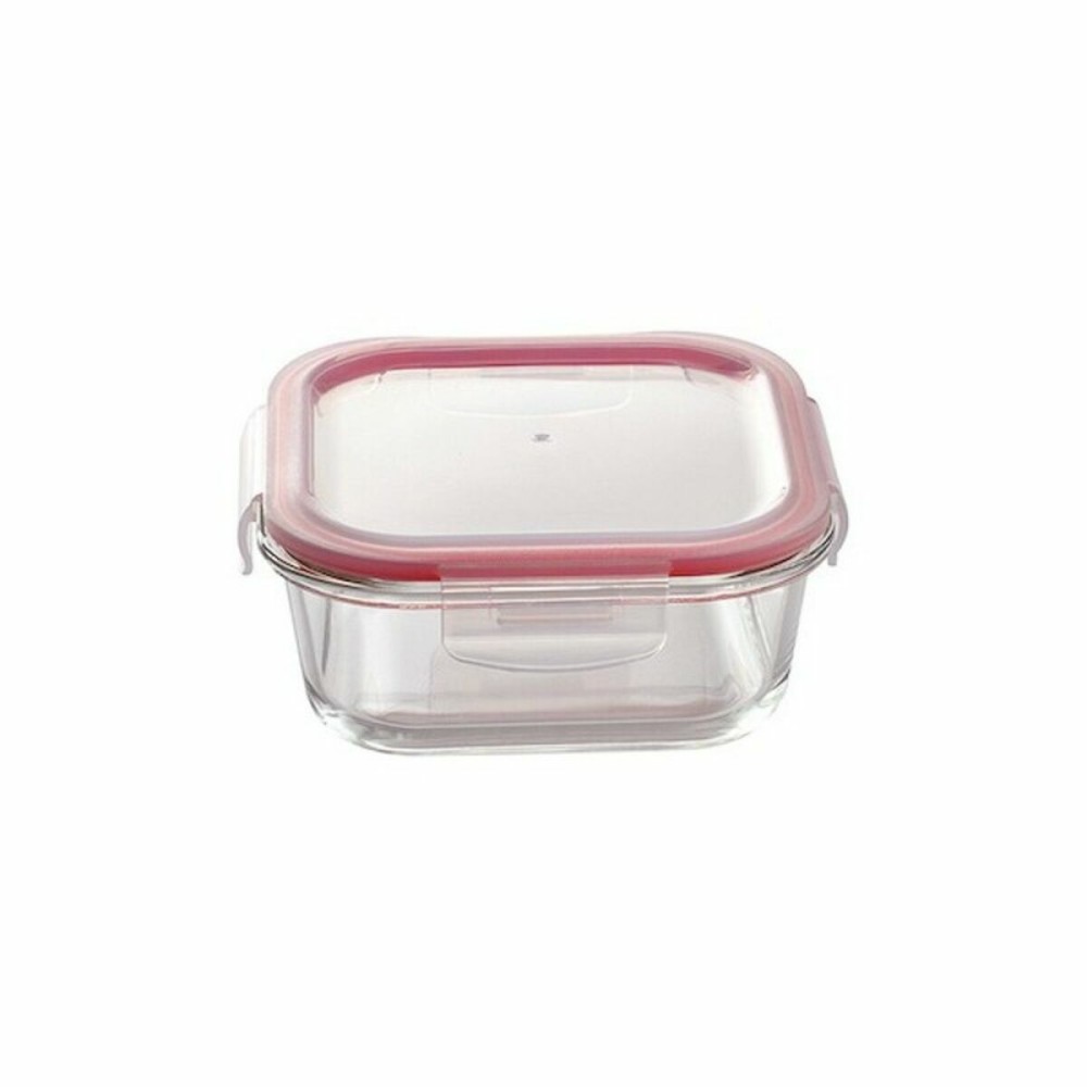 Set of lunch boxes Bergner Walking Anywhere Borosilicate Glass cuadradas Squared 320 ml 520 ml 800 Pages Red