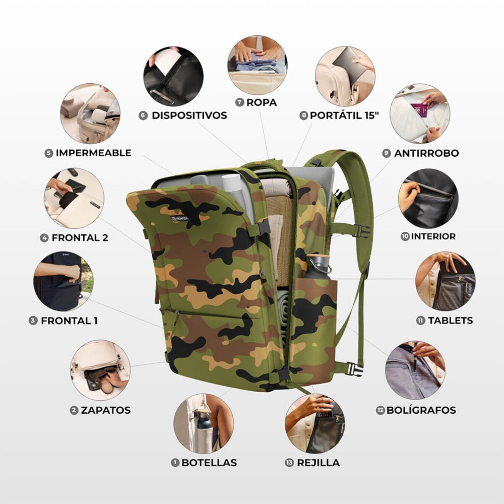 Sportrucksack Numada explorer b40 gedruckt 20 L 40 x 25 x 20 cm Tarnfarbe