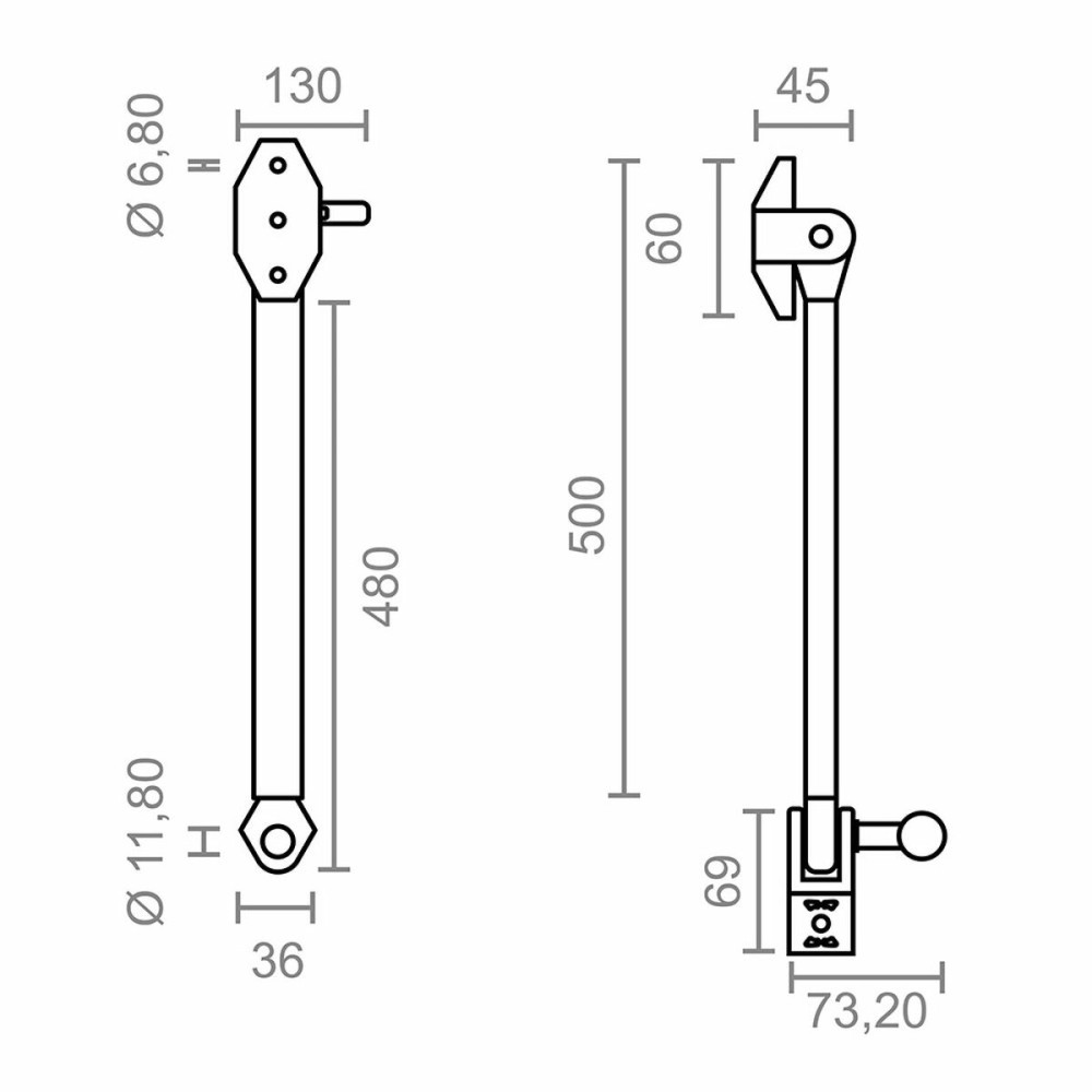 Halterung für Sonnensegel Micel TLD10 Weiß 50 cm 4,5 x 13 x 50 cm Klein