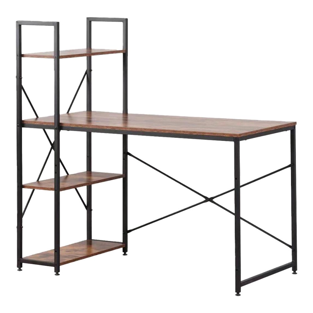 Schreibtisch mit Regal EDM 75196 Schwarz Holz Metall 121 x 120 x 64 cm