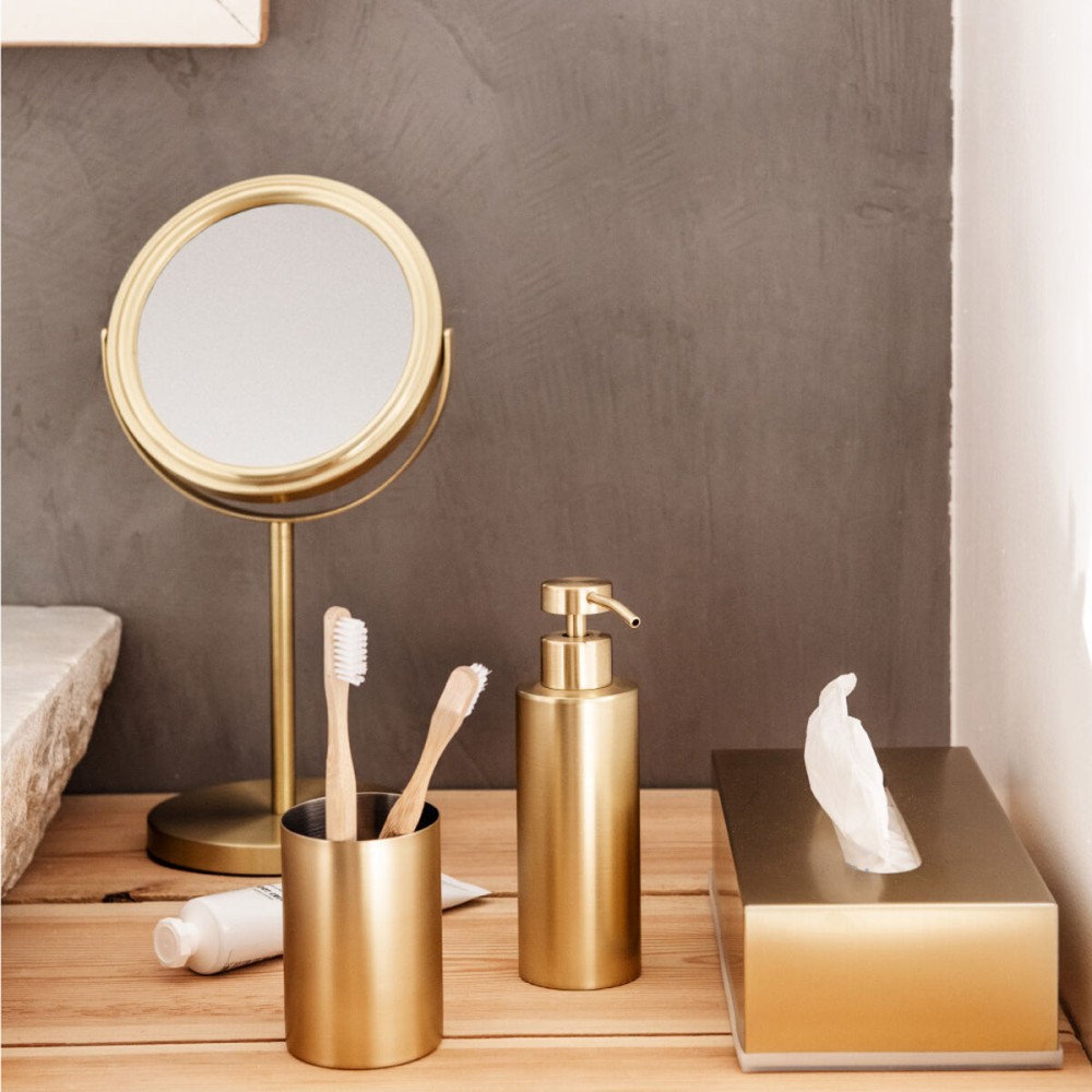 Miroir sur pied Andrea House Doré Métal Rond (5 Pièces)