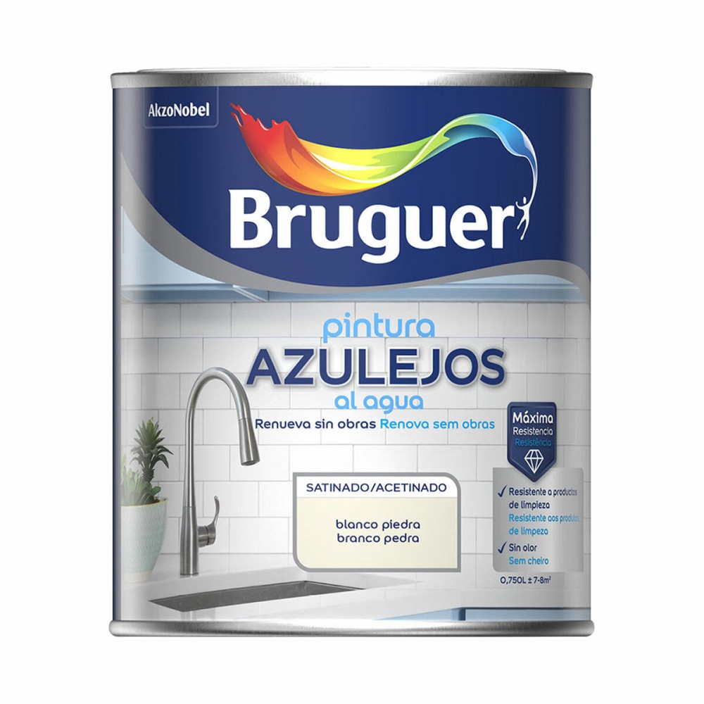 Farbe Bruguer Weiß/Grau 750 ml Fliesen und Kacheln