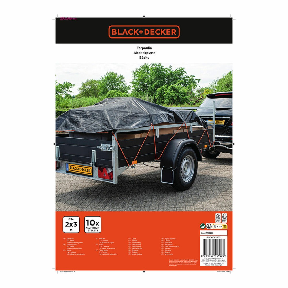 Housse pour remorque Black & Decker 2 x 3 m