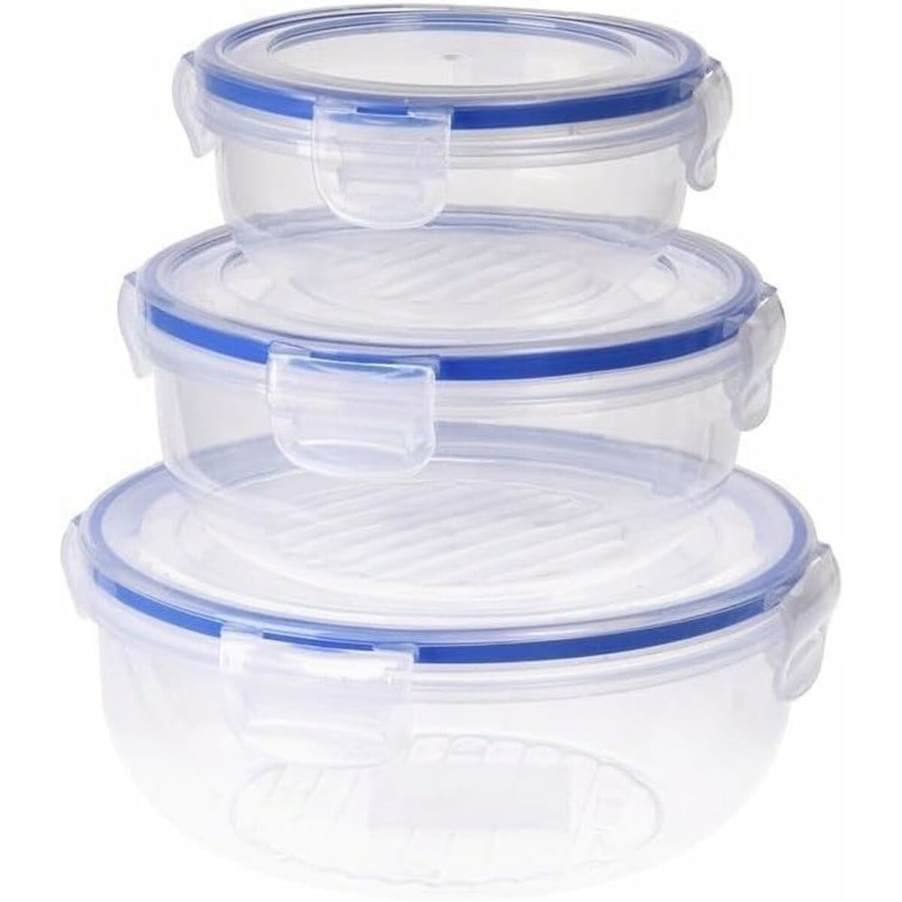 Ensemble de Boîtes à Lunch Excellent Houseware 024000670 Plastique Ronde 400 ml 800 ml 1,4 L 3 Unités