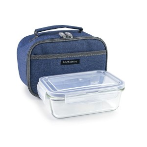 Sac à goûter avec accessoires Ibili 753401a Bleu Polyester Verre Borosilicaté 21 x 13 x 14 cm