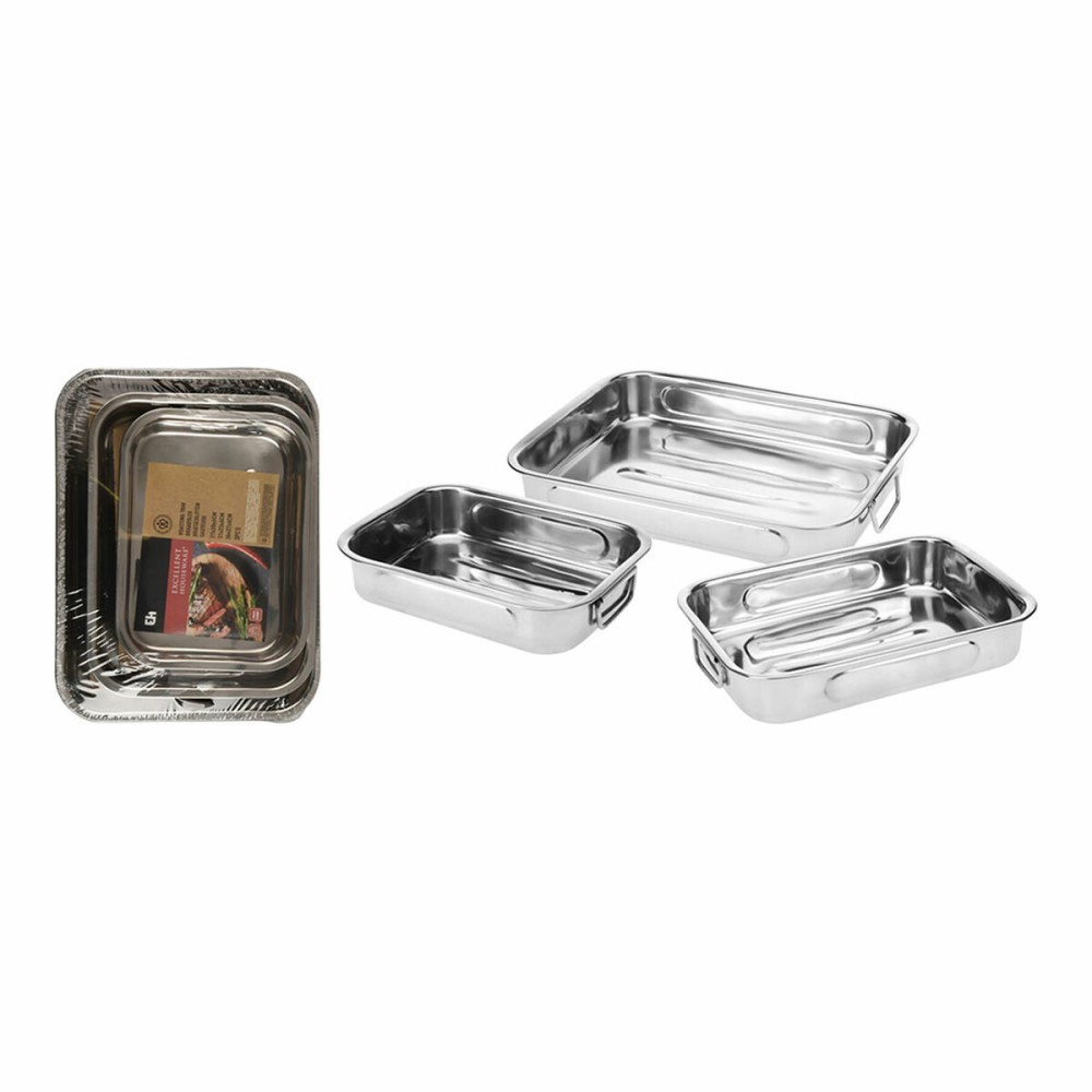 Lebensmittelschalen-Set Excellent Houseware a12402130 Edelstahl 27 x 20 x 6 cm 31 x 23 x 6 cm 36 x 27 x 6 cm (3 Stück)