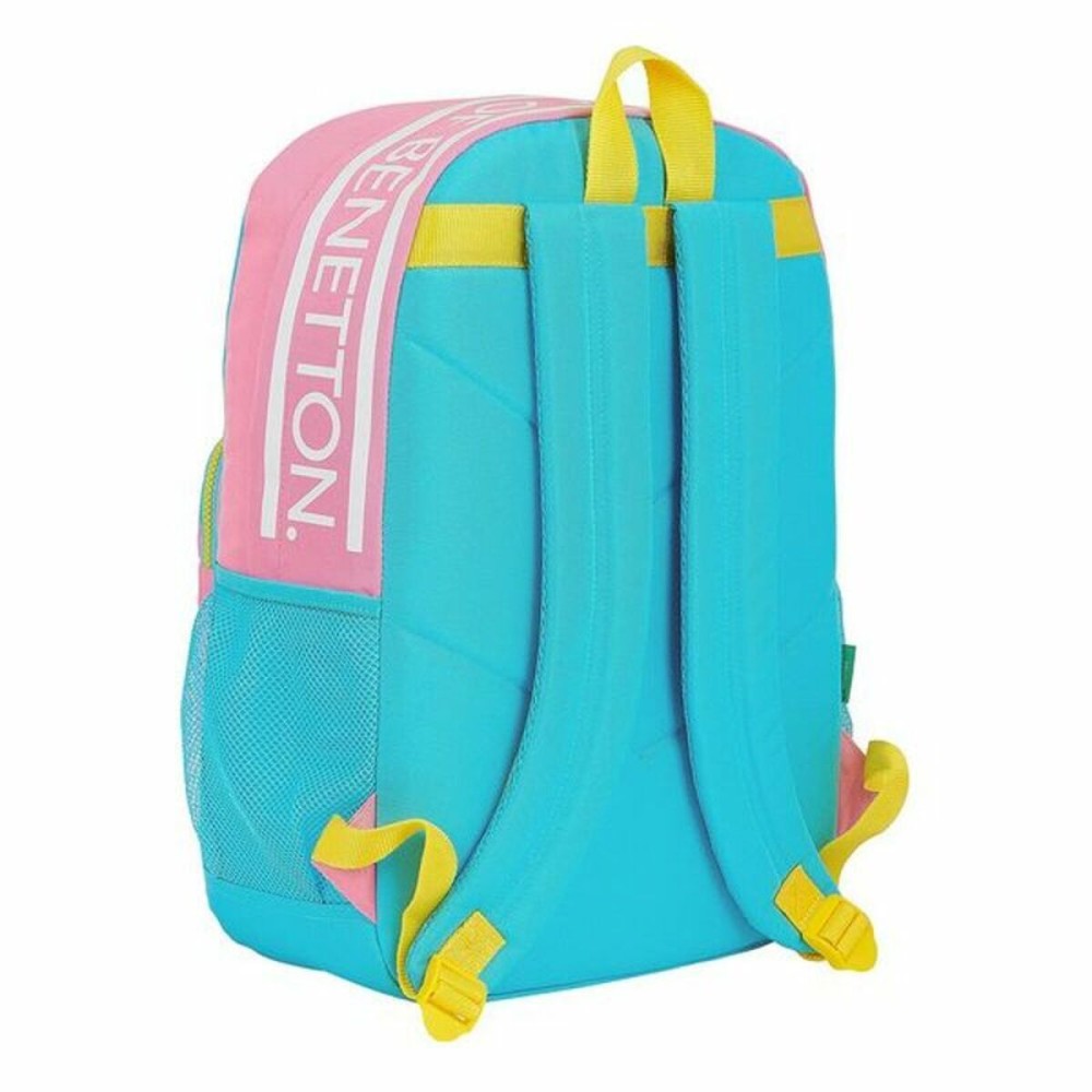 Laptop Backpack Benetton Color Block 15,6'' Yellow Pink Turquoise
