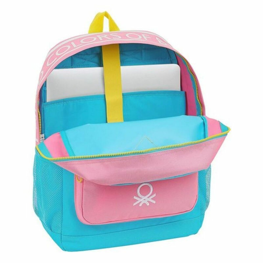 Laptop Backpack Benetton Color Block 15,6'' Yellow Pink Turquoise