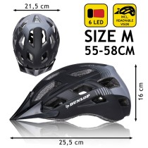 Adult's Cycling Helmet Dunlop M Black LED Light