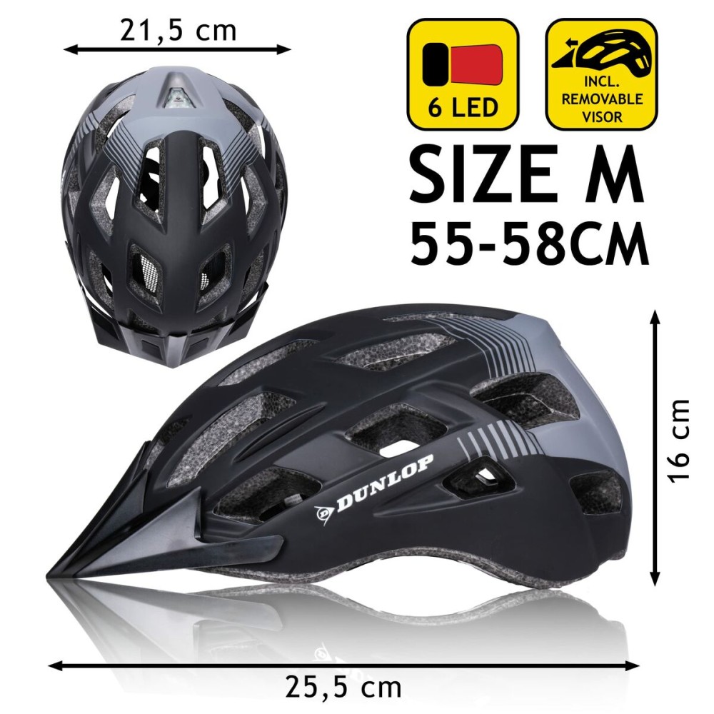 Adult's Cycling Helmet Dunlop M Black LED Light