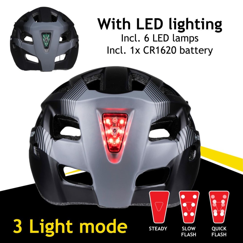 Adult's Cycling Helmet Dunlop M Black LED Light