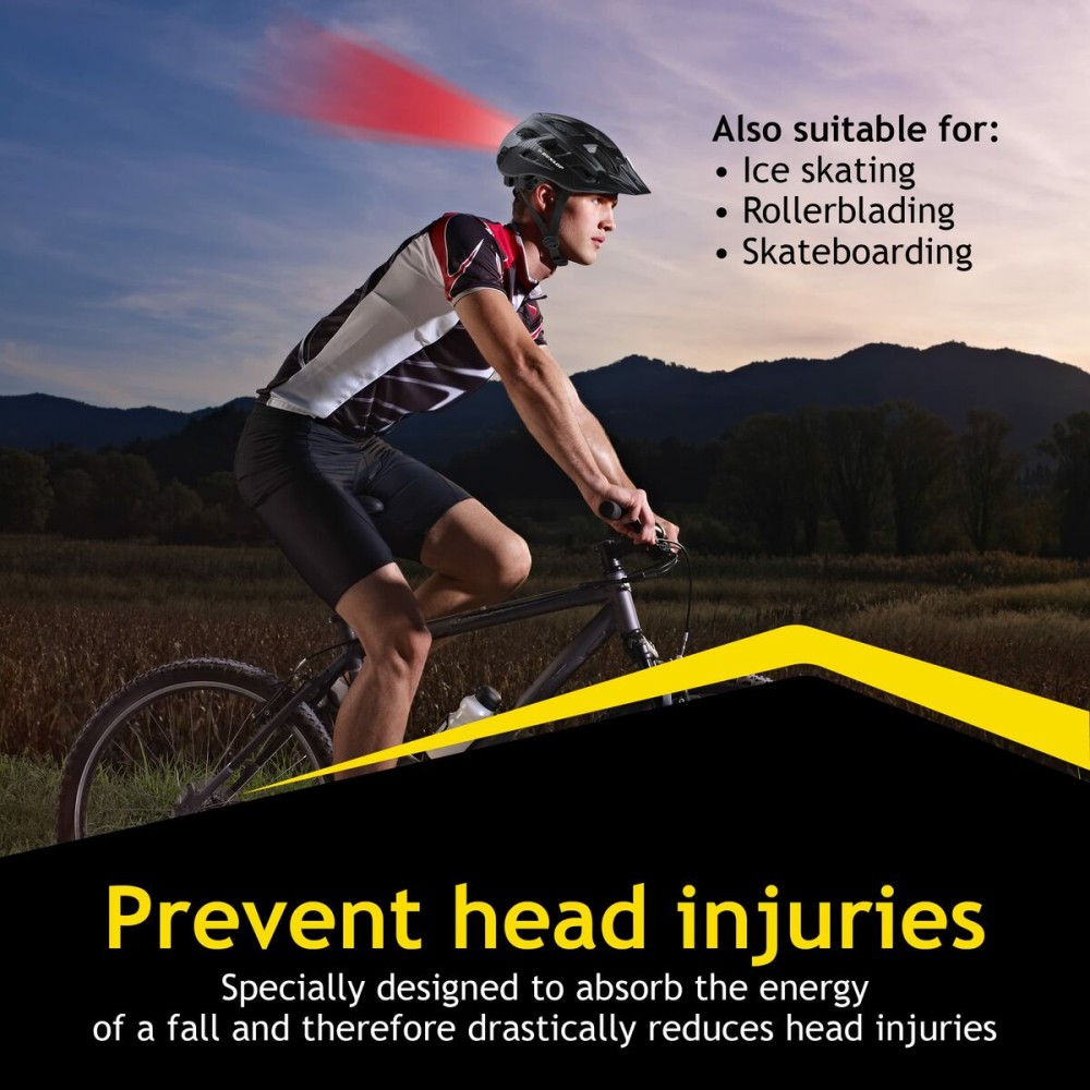 Adult's Cycling Helmet Dunlop M Black LED Light