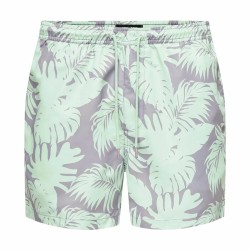 Herren Badehose Only & Sons Onsted Life Flower 2 Aquamarin